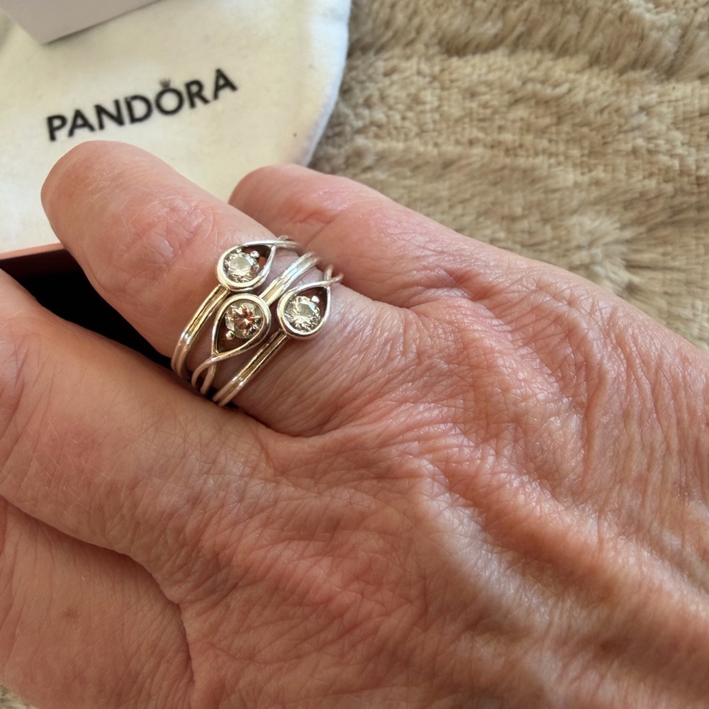 Pandora Sterling Silver Infinity Ring with lab created diamond. - Picture 4 of 7